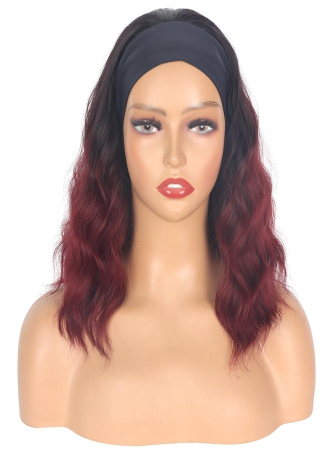 SYMEIW Short Red Wavy Headband Wig For Black Women Synthetic Black To Red Half Wigs With Headband Attached Daily Use Wig - Image 2